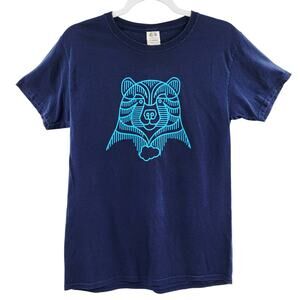 Grizzly Bear Blue Graphic T-Shirt with Salesforce Logo on back Crewneck Men's S